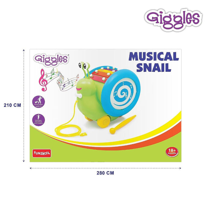 Giggles 3 In 1 Pull Along Musical Snail-Musical Toys-Giggles-Toycra