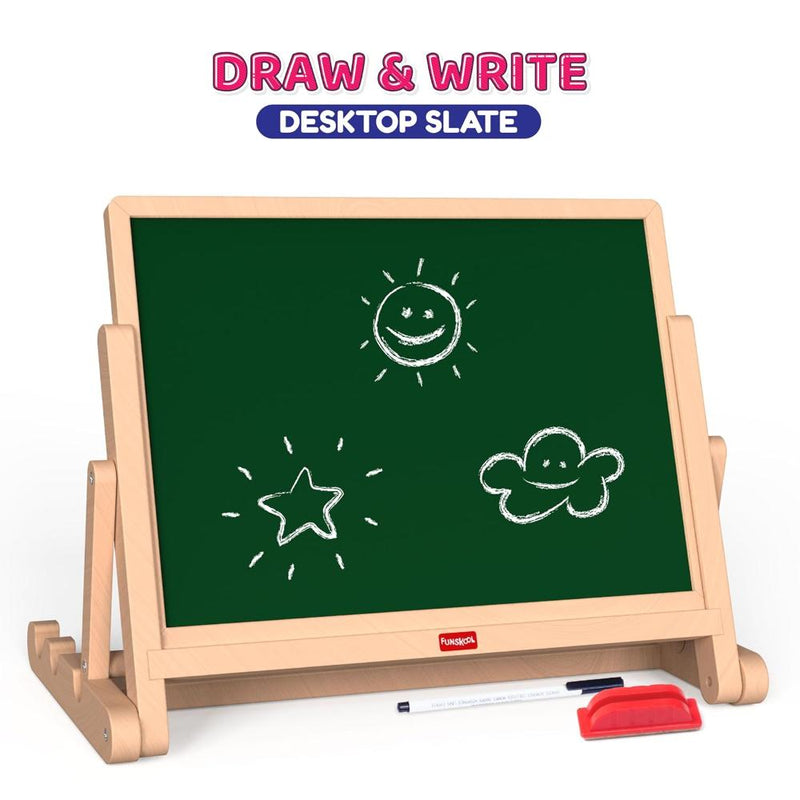 Giggles Draw N Write Desktop Slate, 4 in 1 Double Sided Board