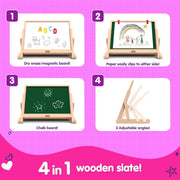 Giggles Draw N Write Desktop Slate, 4 in 1 Double Sided Board