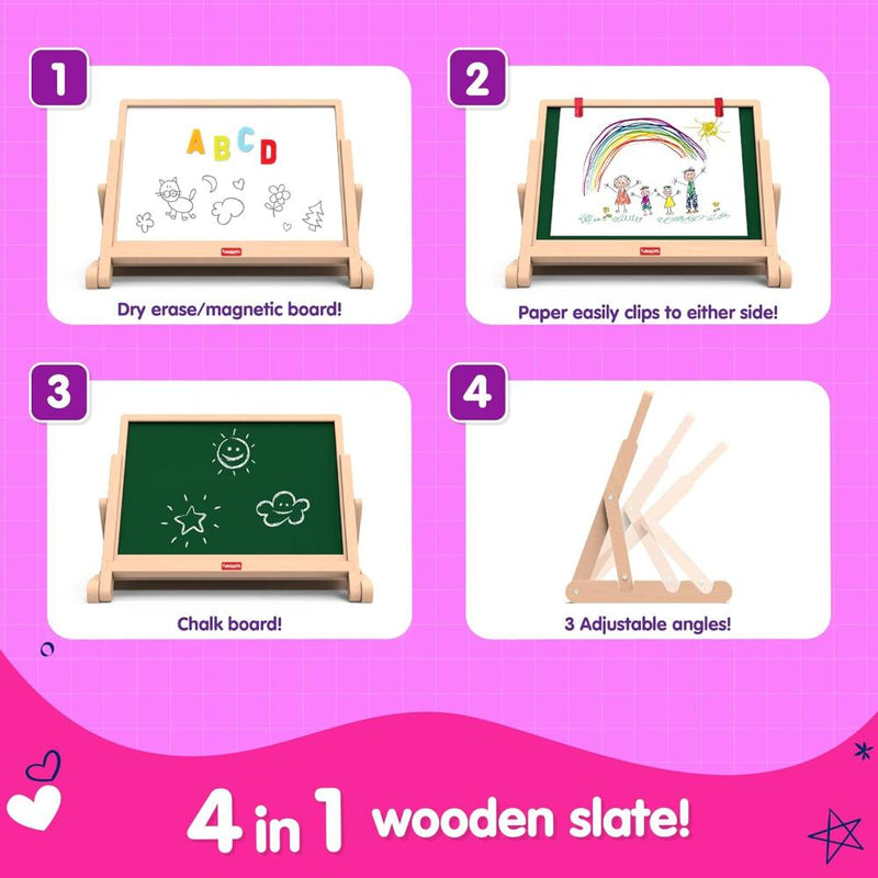 Giggles Draw N Write Desktop Slate, 4 in 1 Double Sided Board