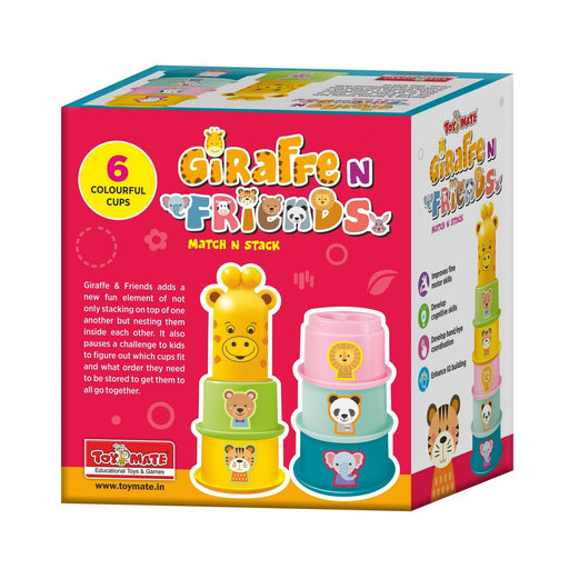 Giraffe N Friends – Stacking & Nesting Animal Cups | 6 Colourful Cups | Early Learning Toy for Babies (Age 12-36 Months)-simple-Toymate-Toycra
