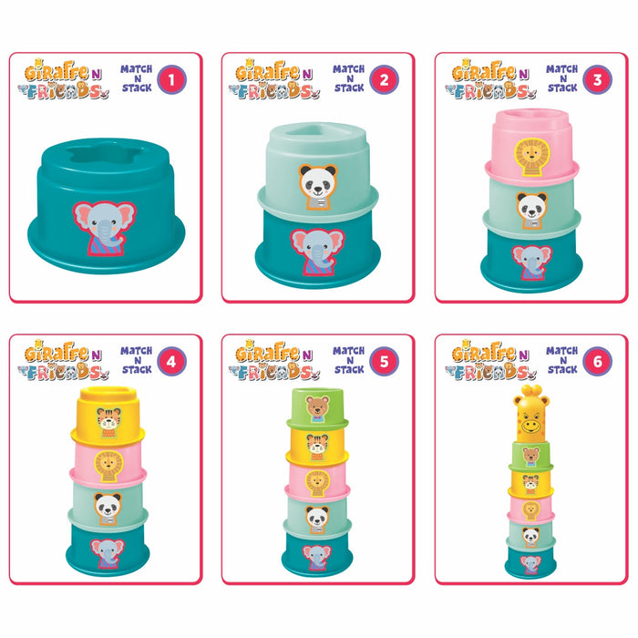 Giraffe N Friends – Stacking & Nesting Animal Cups | 6 Colourful Cups | Early Learning Toy for Babies (Age 12-36 Months)-simple-Toymate-Toycra