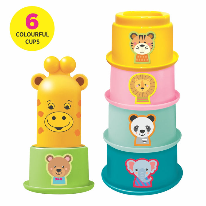 Giraffe N Friends – Stacking & Nesting Animal Cups | 6 Colourful Cups | Early Learning Toy for Babies (Age 12-36 Months)-simple-Toymate-Toycra