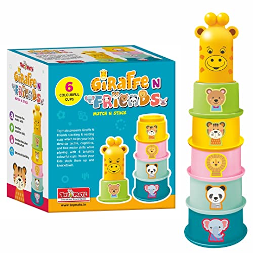 Giraffe N Friends – Stacking & Nesting Animal Cups | 6 Colourful Cups | Early Learning Toy for Babies (Age 12-36 Months)-simple-Toymate-Toycra