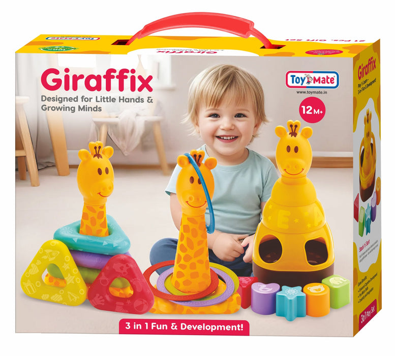 Giraffix – 3-in-1 Stack, Sort & Toss Toy for Toddlers (12M+)-Toymate-Toycra