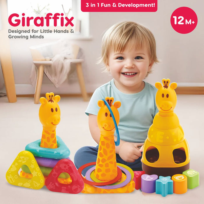 Giraffix – 3-in-1 Stack, Sort & Toss Toy for Toddlers (12M+)-Toymate-Toycra