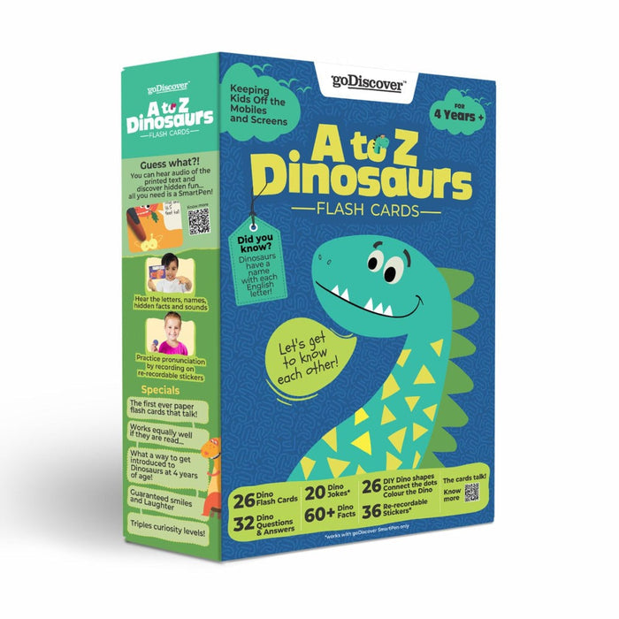 GoDiscover A to Z Dinosaur Flash Cards-Flash Cards-GoDiscover-Toycra