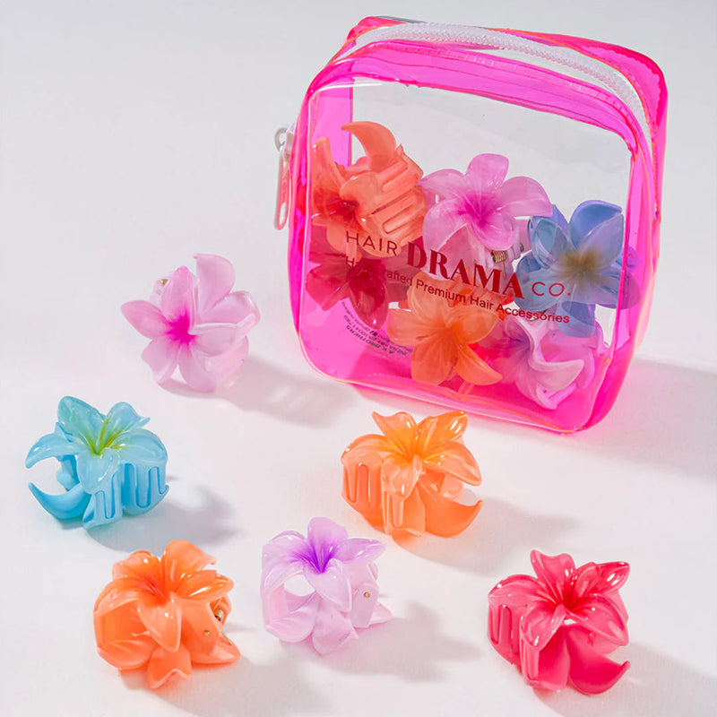 Hairdramaco Flower Hair Claw Clips With Pouch - Set Of 6 Multicolour