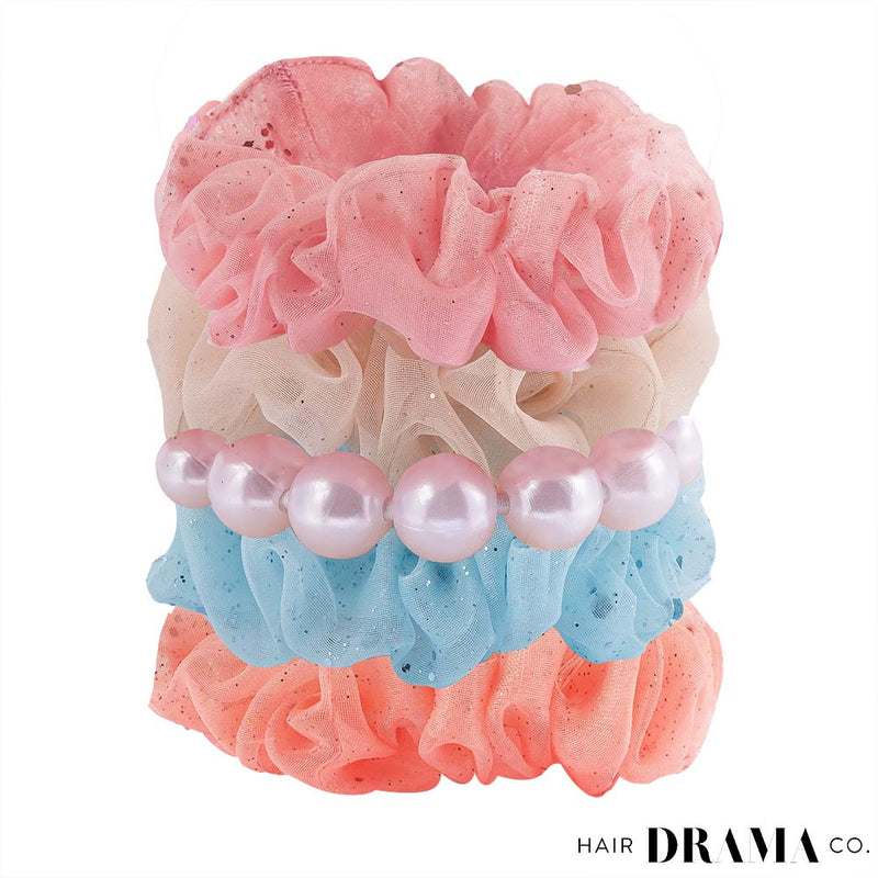 Hairdramaco Luxury Scrunchies Set of 5 With Free Pouch