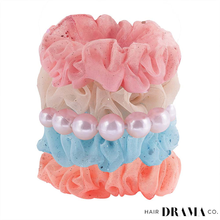 Hairdramaco Luxury Scrunchies Set of 5 With Free Pouch-Fashion accessory-Hairdramaco-Toycra