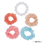 Hairdramaco Luxury Scrunchies Set of 5 With Free Pouch