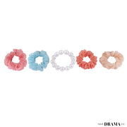 Hairdramaco Luxury Scrunchies Set of 5 With Free Pouch