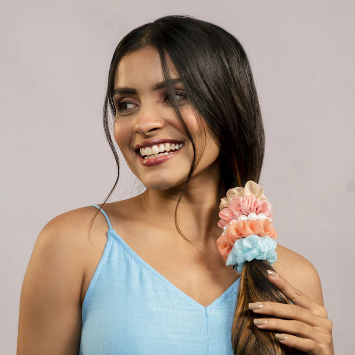 Hairdramaco Luxury Scrunchies Set of 5 With Free Pouch-Fashion accessory-Hairdramaco-Toycra