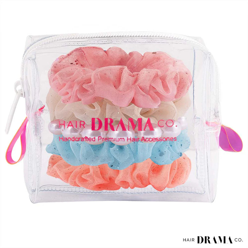 Hairdramaco Luxury Scrunchies Set of 5 With Free Pouch