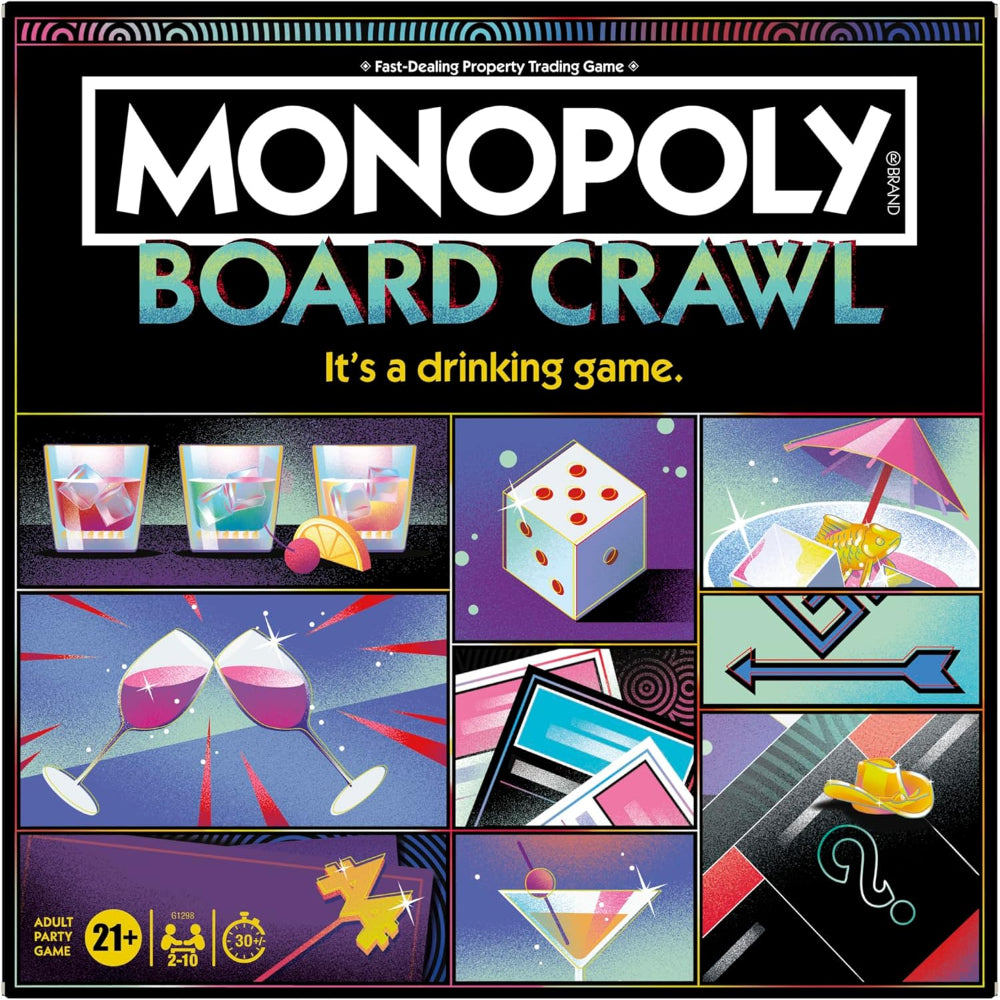 Hasbro Monopoly Board Crawl Party Game, Official Monopoly Drinking Game for Adults