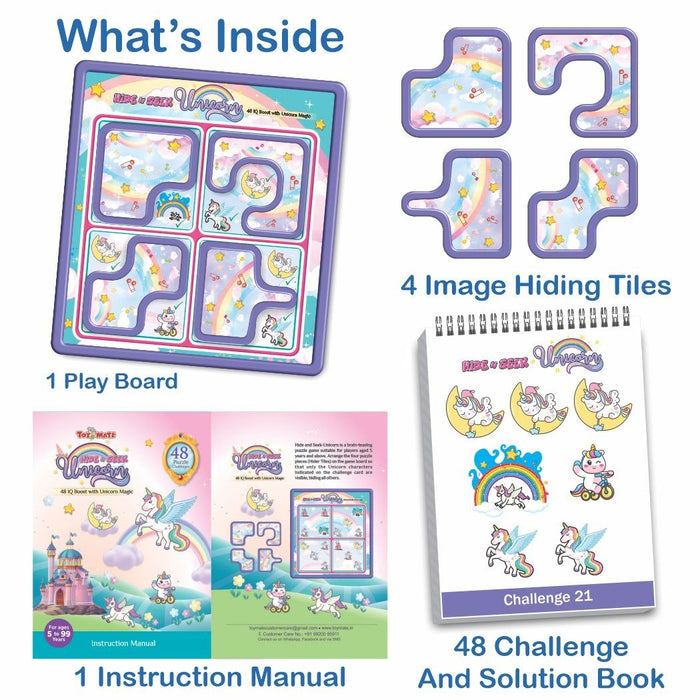 Hide N Seek Unicorn - A 48 Puzzle Challenge Brain Teasing Game for Boys and Girls-simple-Toymate-Toycra