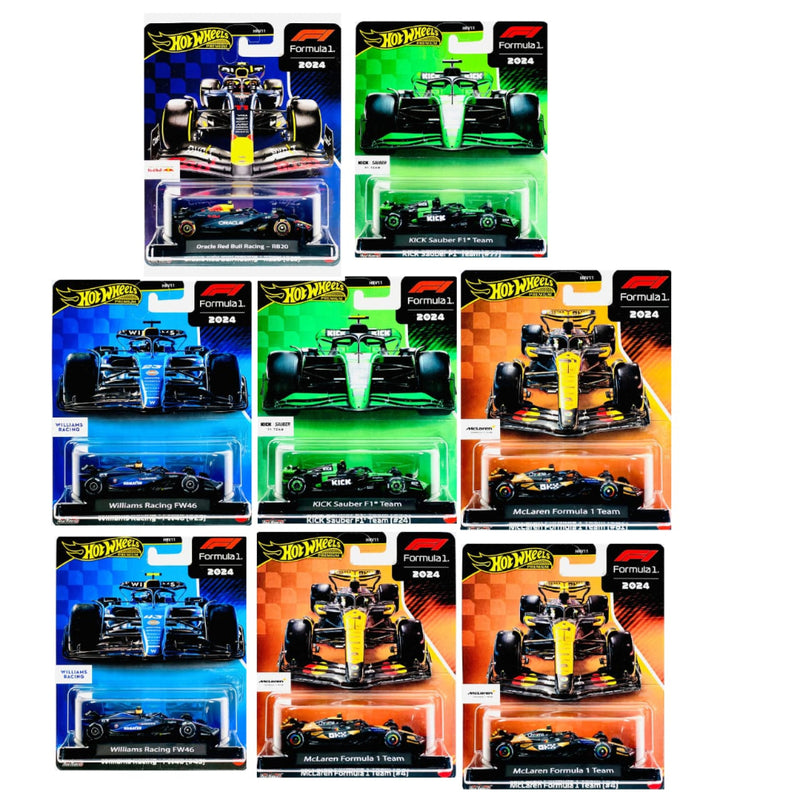 Hot Wheels 1:64 Scale Premium Die-Cast Formula 1 Collectible Race Car - Set of 8