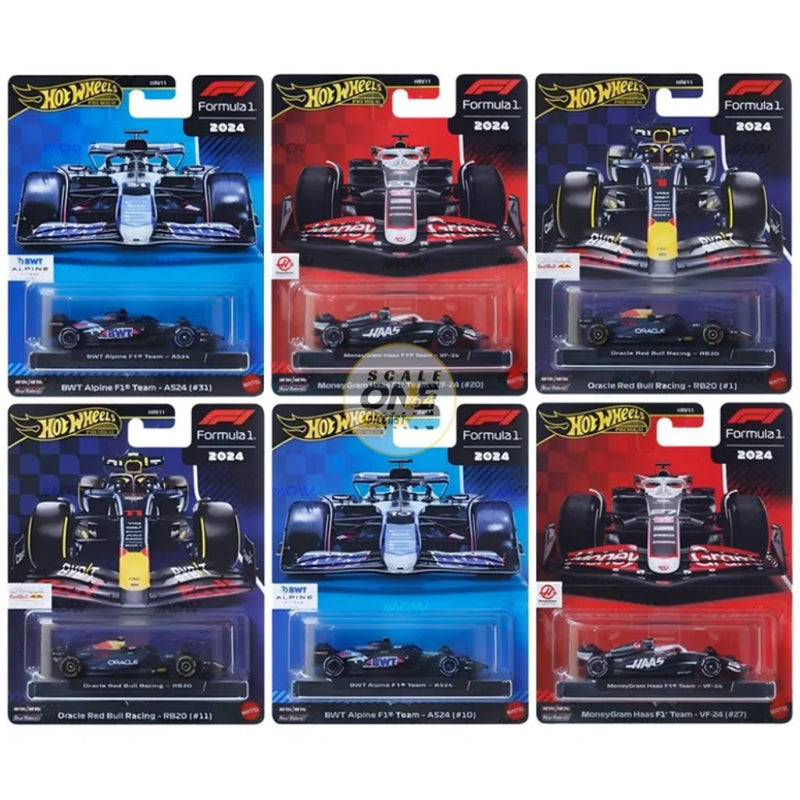 Hot Wheels 2025 1:64 Scale Premium Die-Cast Formula 1 Collectible Race Car - Set of 6