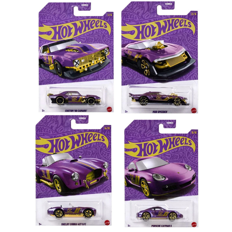 Hot Wheels 2025 57th Anniversary Pearl and Chrome Vehicle -Pack of 4