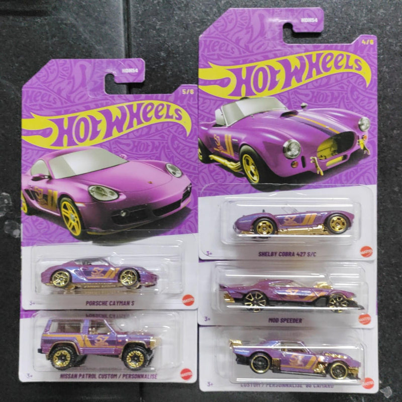 Hot Wheels 2025 57th Anniversary Pearl and Chrome Vehicle -Pack of 5