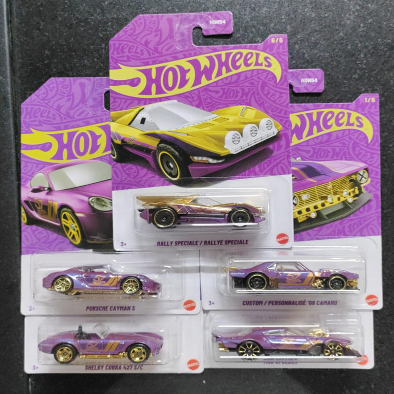 Hot Wheels 2025 57th Anniversary Pearl and Chrome Vehicle -Pack of 5