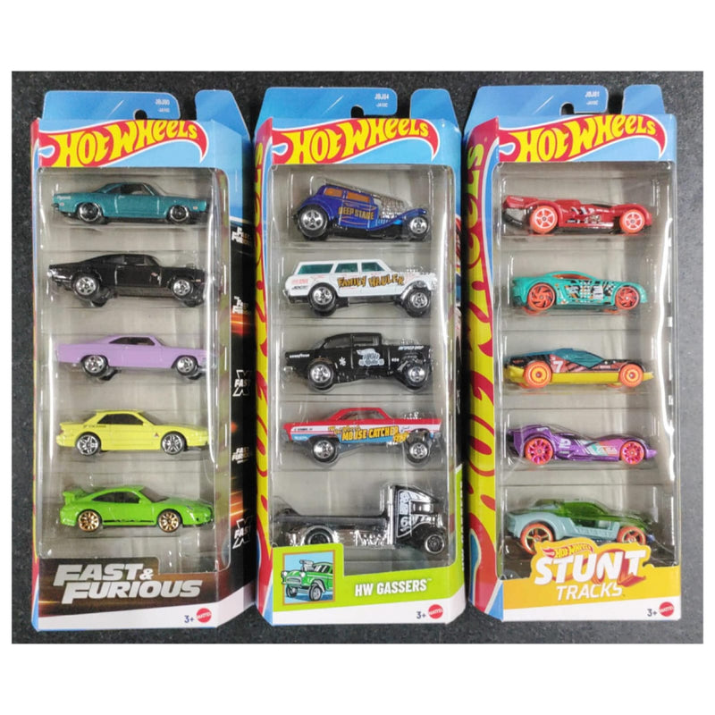 Hot Wheels 2025 Diecast Cars - Set of 15 Car (HW Gassers,Fast & Furious & Stunt Track)
