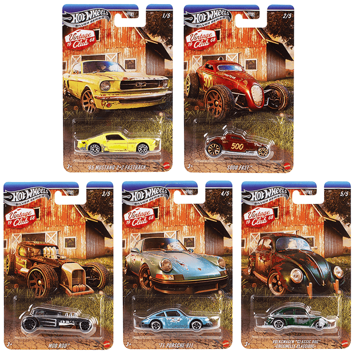 Hot Wheels 2025 Silver Series Vintage Club 1968 Series Set of 5-Vehicles-Hot Wheels-Toycra