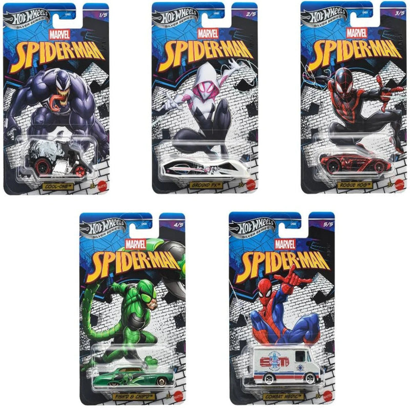 Hot Wheels 2025 Spiderman Series Pack of 5 Cars