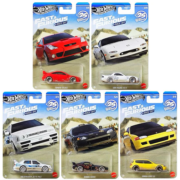 Hot Wheels 2026 Fast & Furious Race Cars Set of 5 + Team Transport 24 Honda Civic Type R Combo