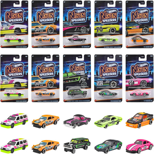Hot Wheels 2026 Neon Speeders Die-Cast Cars Set (Pack of 10)