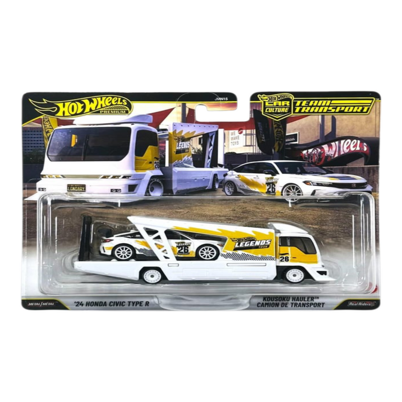 Hot Wheels 2026 Premium Formula 1 - Set of 8 + Hot Wheels 2026 Team Transport 24 Honda Civic Type R Combo