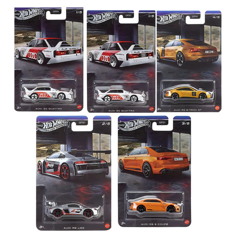 Hot Wheels 2026 Silver Series Audi Set of 5- (Set 2)+Silver Series Batman Collection Pack of 10