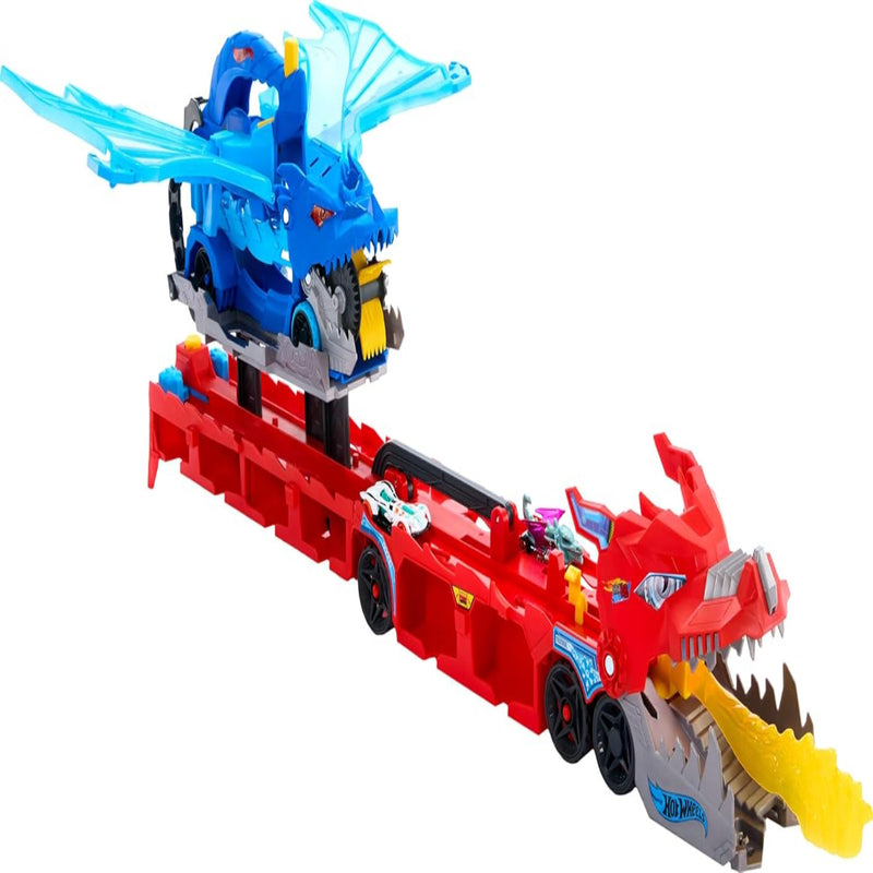 Hot Wheels City Hot Wheels Ultimate Dual Dragon Transporter & 2 1:64 Scale Toy Cars