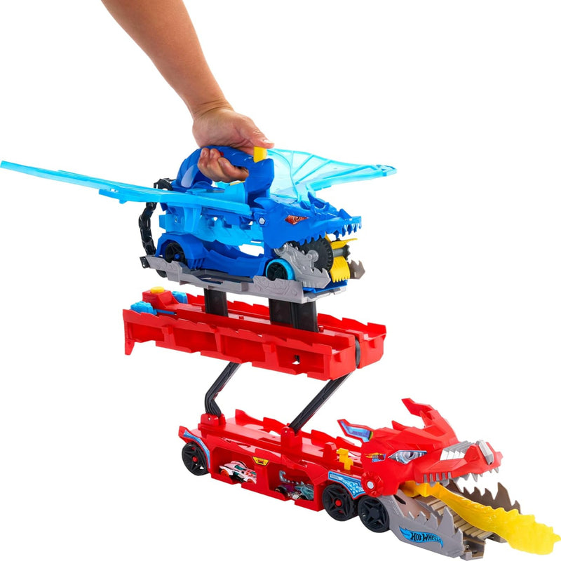 Hot Wheels City Hot Wheels Ultimate Dual Dragon Transporter & 2 1:64 Scale Toy Cars