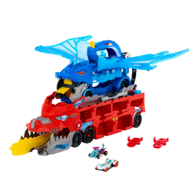 Hot Wheels City Hot Wheels Ultimate Dual Dragon Transporter & 2 1:64 Scale Toy Cars