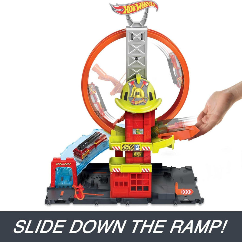 Hot Wheels City Super Loop Fire Station Playset