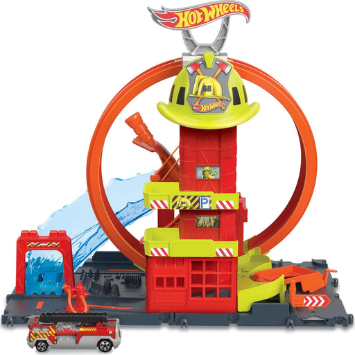 Hot Wheels City Super Loop Fire Station Playset-Vehicles-Hot Wheels-Toycra