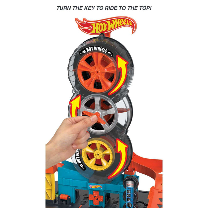 Hot Wheels City Super Twist Tire Shop Playset and Car-Vehicles-Hot Wheels-Toycra