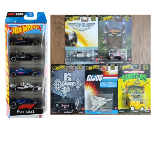 Hot Wheels Formula 1 5-Pack + Hot Wheels Pop Culture – Set of 5 Cars Combo Pack-Vehicles-Hot Wheels-Toycra