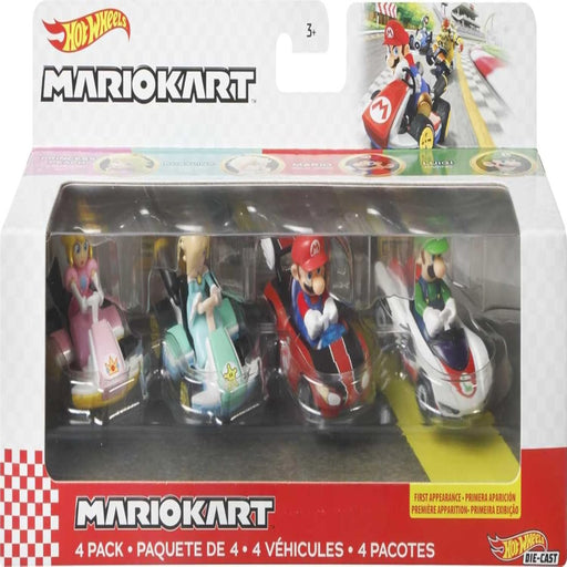 Hot Wheels Mario Kart Pack of 4 Vehicles with 1 Collectible Model-Action & Toy Figures-Hot Wheels-Toycra