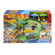 Hot Wheels Monster Trucks Sharks vs Dinos Dragon Destruction Playset & 2 Toy Trucks-Vehicles-Hot Wheels-Toycra