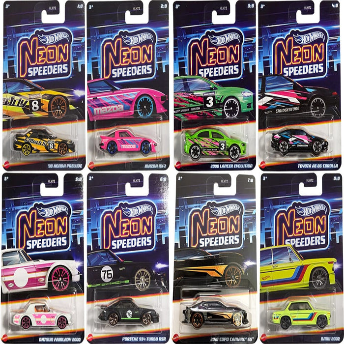 Hot Wheels Neon Speeders Set of 8-Vehicles-Hot Wheels-Toycra