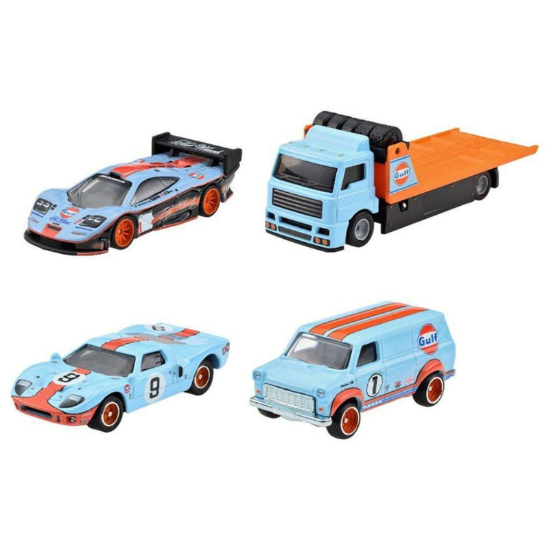 Hot Wheels Premium 1:64 Scale Gulf Racing Diorama Set of 4