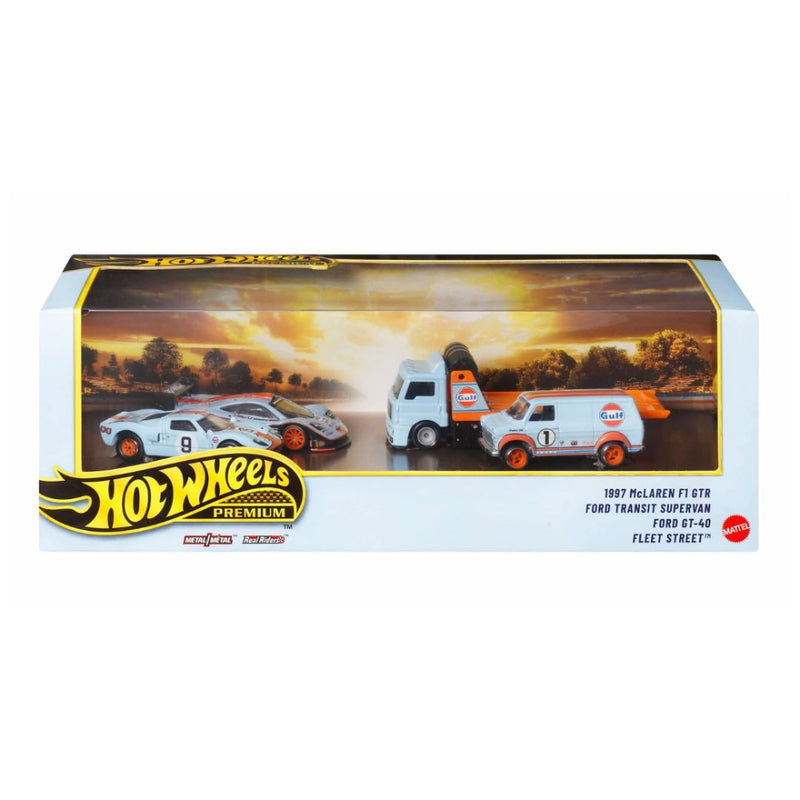 Hot Wheels Premium 1:64 Scale Gulf Racing Diorama Set of 4