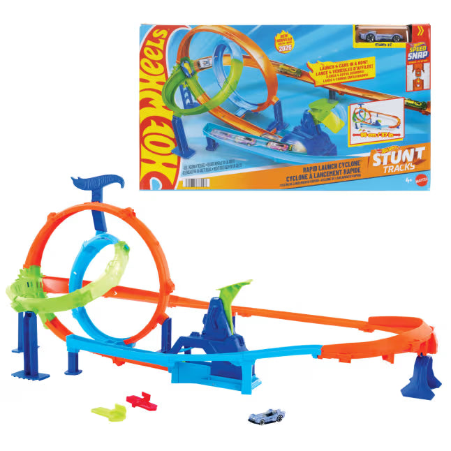 Hot Wheels Stunt Tracks Rapid Launch Cyclone Track Set-Vehicles-Hot Wheels-Toycra