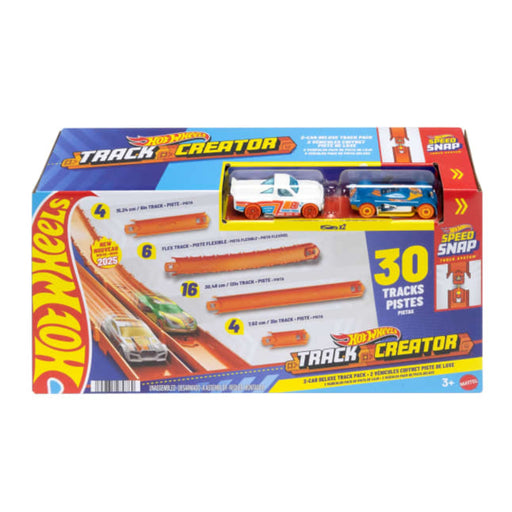 Hot Wheels Track Creator Deluxe Track Pack With 2 Toy Cars, 25 Feet Of Different Speed Snap Tracks-Vehicles-Hot Wheels-Toycra