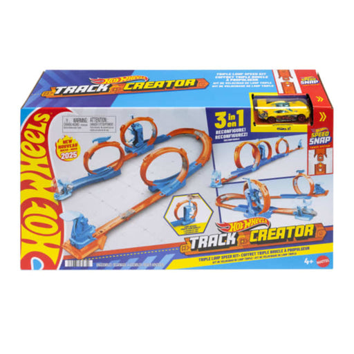 Hot Wheels Track Creator Triple Loop Pack & 1:64 Scale Toy Car, Track-Building Set-Vehicles-Hot Wheels-Toycra
