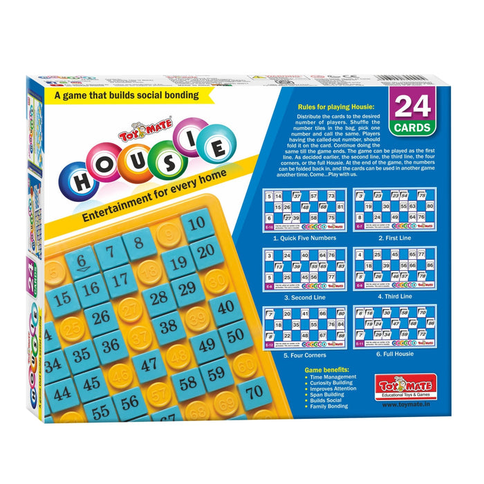 Housie 24 Reusable Cards | Classic Tambola Set for Family Fun (Ages 5+)-simple-Toymate-Toycra