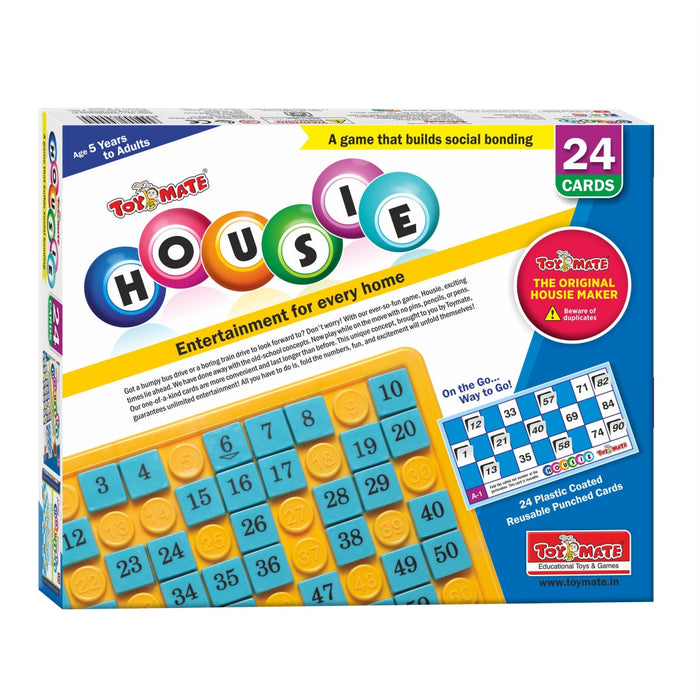 Housie 24 Reusable Cards | Classic Tambola Set for Family Fun (Ages 5+)-simple-Toymate-Toycra