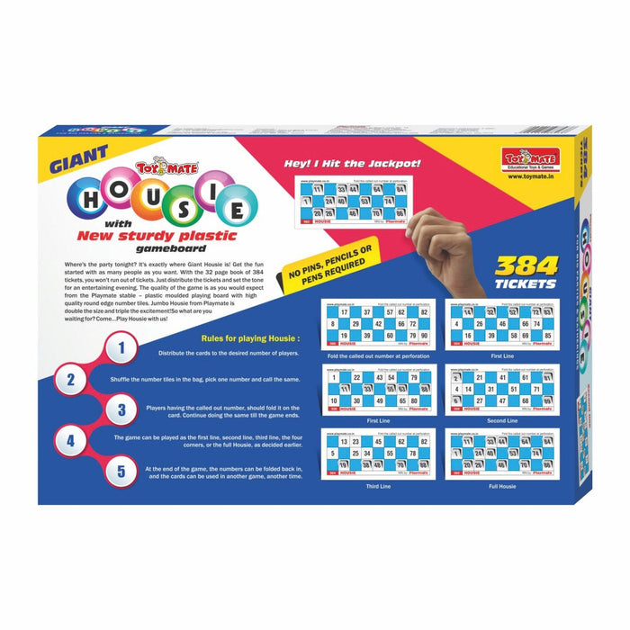 Housie 384 Game - Reusable Tickets with Plastic Gameboard | Family Party Game by Toymate-simple-Toymate-Toycra